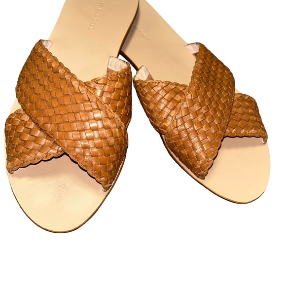 Loeffler Randall CLAUDIE tan WOVEN LEATHER SLIDE SANDALS size 11 - Picture 1 of 5